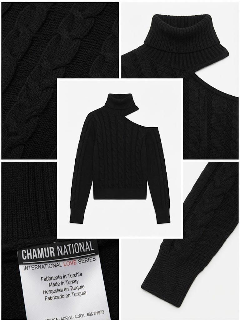 Pulls & Sweat-shirts: Stilisierter schwarzer Pullover mit Schulterausschnitt – Neuf (Voir description) à Dürnten par Chiccc-CH