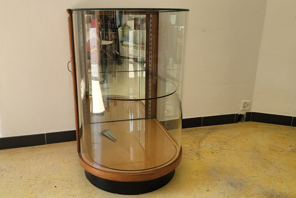 VM ART DESIGN GLASS Drehvitrine VM112GTL – Mit Glasdrehböden, Kirschholz, Messing