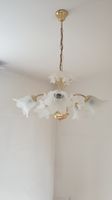 Vintage Deckenlampe Shabby Chic Messing & Glas 70er Jahre