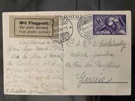 Schweiz 1924 Karte Flugmeeting Lausanne 40 Pilot Zürich