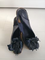 🤩PREGUNTA LEDER-BLUMEN KEIL-ESPADRILLES-SANDALEN BLAU