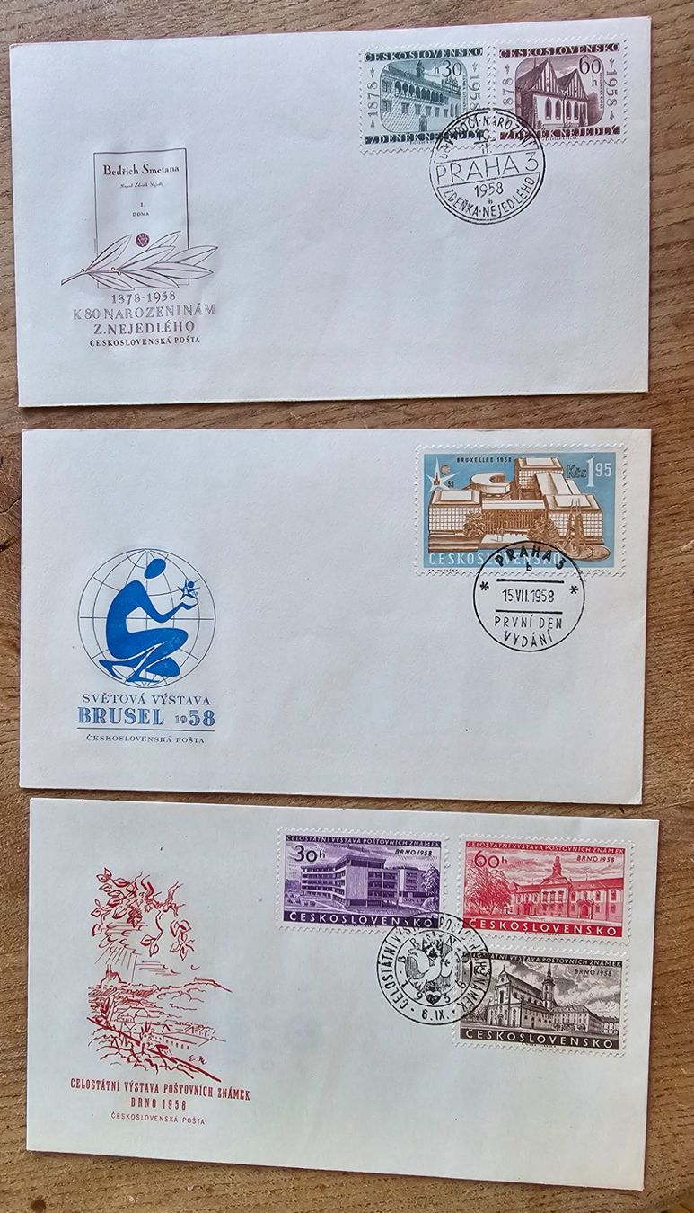 Tutti i francobolli: Tschechoslowakei - 3 FDC 1958 – Usato da Les Valettes venduto da Nuba1