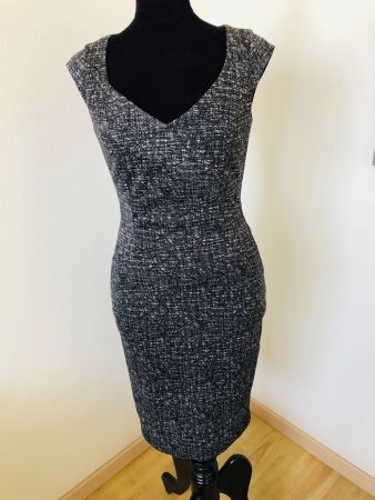 Elegantes Etuikleid, Gr. 36, schwarz/weiss, Büro-Chic