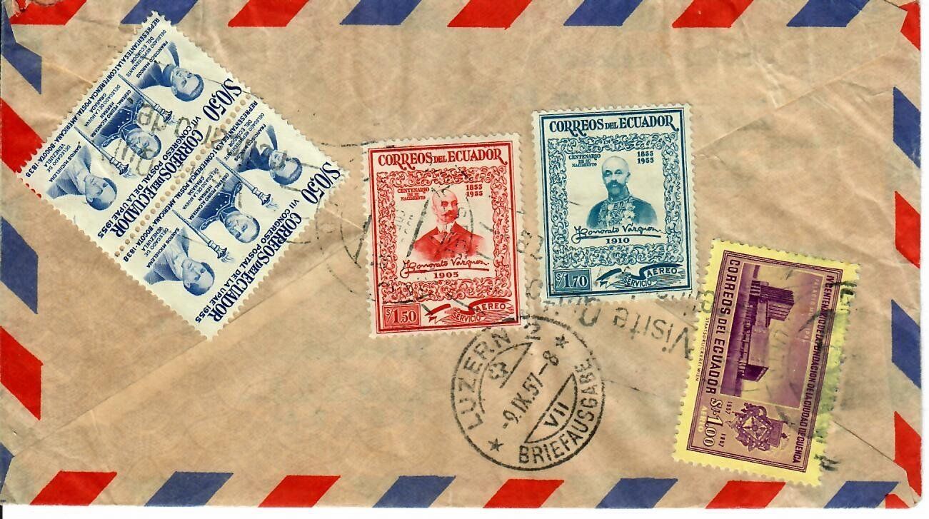 Tutti i francobolli: Brief aus Ecuador  1957 – Usato da Hochdorf venduto da Ziegel-16 1