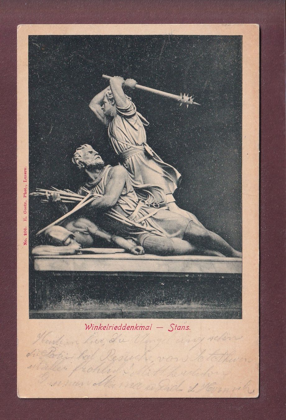 Cartoline postali: STANS - Winkelried-Denkmal - 1899 – Usato da Pully venduto da nicecards