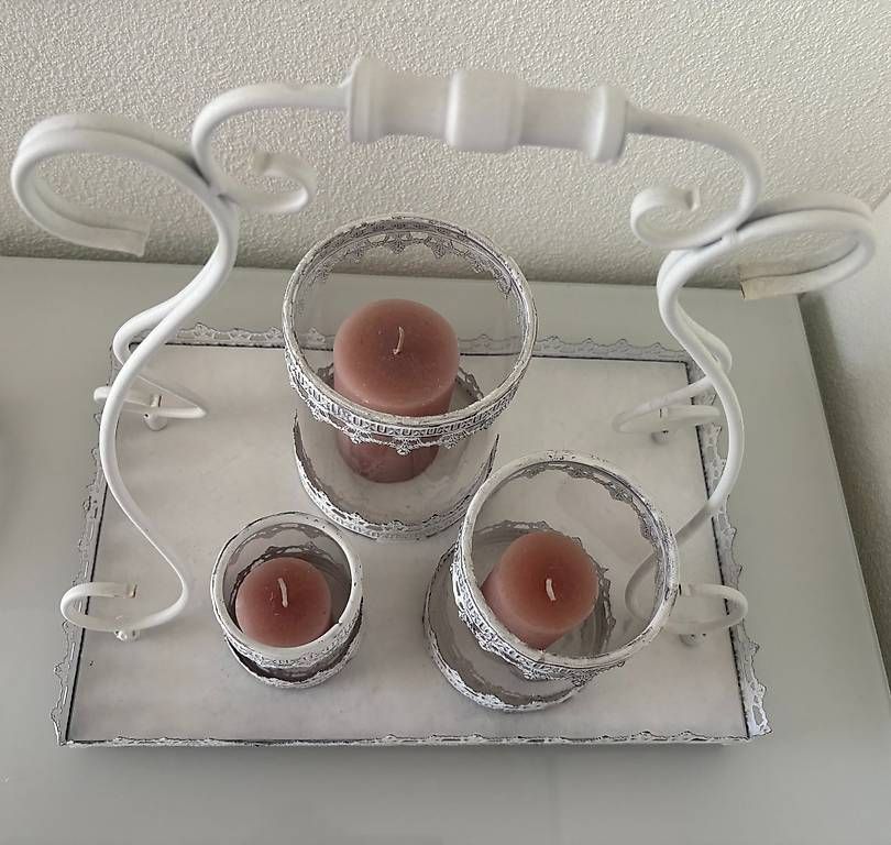 Kerzenständer: Kerzenständer Set mit Tablett shabby chic – Gebraucht aus Ruswil von Stern660 2