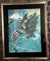Adler und US-Flagge Bild, gerahmt, Vintage-Stil!