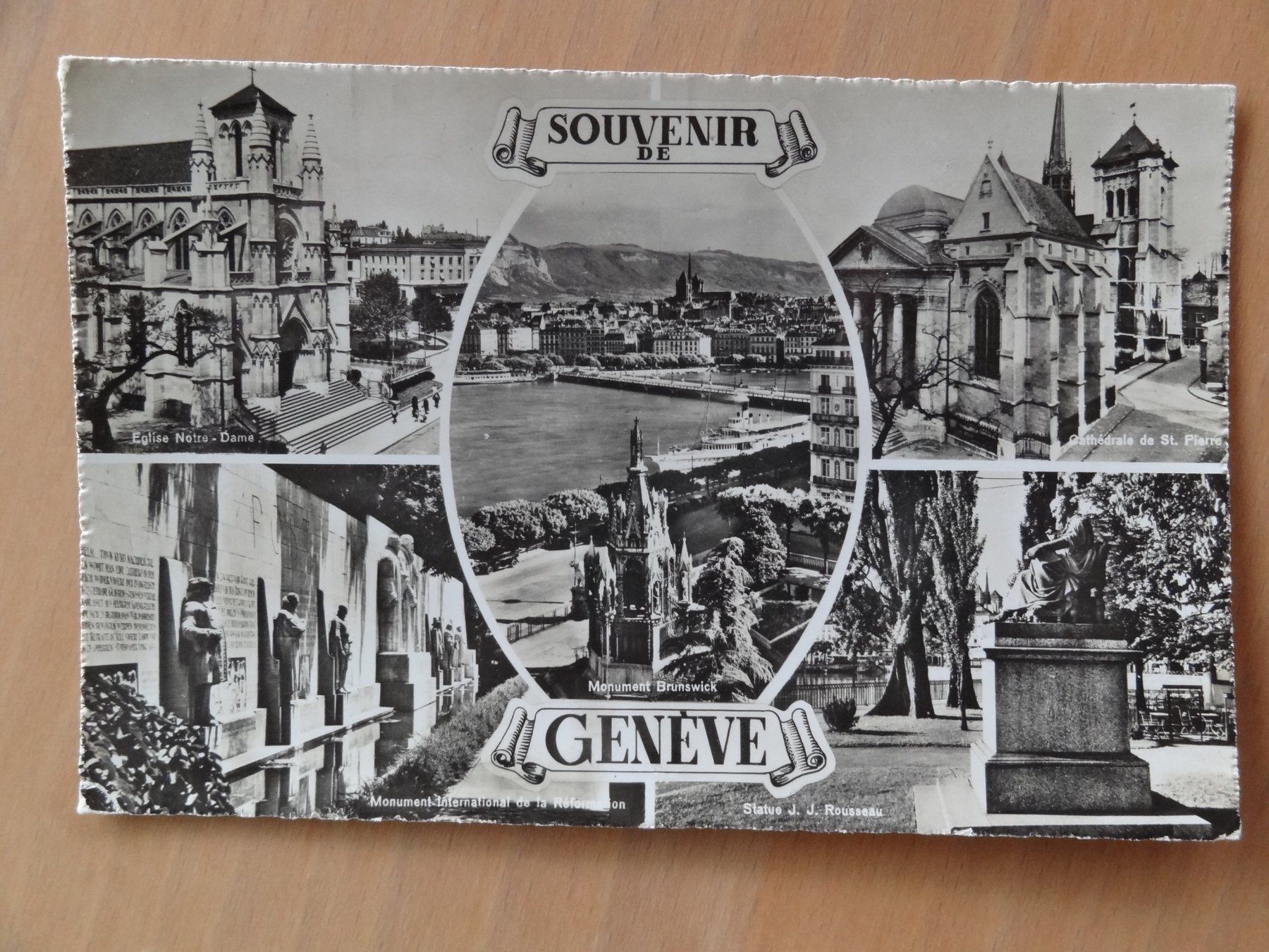 Cartoline postali: Souvenir de Genève - 1957 – Usato da St Léonard venduto da Riglin