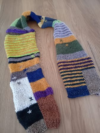 Strickschal Patchwork farbenfroh Unikat handgemacht neu