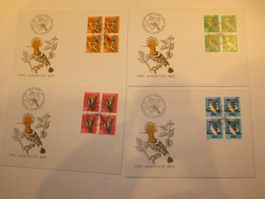 Pro Juventute FDC 1970 Nr. 232 - 235 Einheimische Vögel