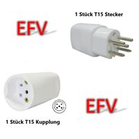 1 Stück T15 Stecker + 1 Stück T15 Kupplung 230V / 3x400V