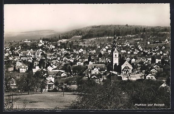 Cartoline postali: Pfeffikon, Ortsansicht mit Kirche und Re – Usato da Berlin venduto da bartko-reher