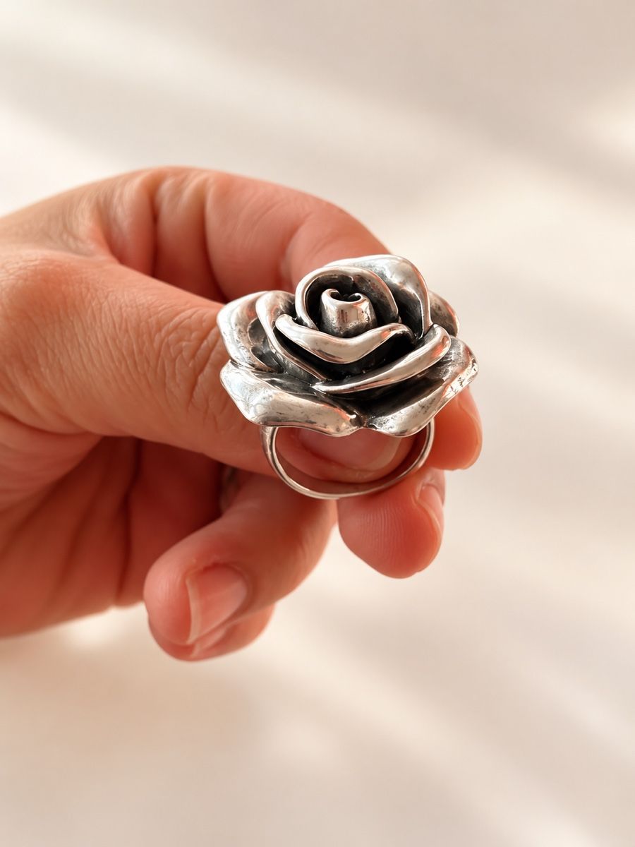 Anelli: Silver rose design ring 925 – Usato da St gallen venduto da Ellenis 2