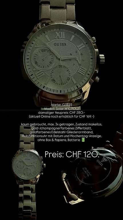 Montres: GUESS - Modell: Solar W107OL2 – Neuf avec emballage d'origine à Muttenz par Cinolicious