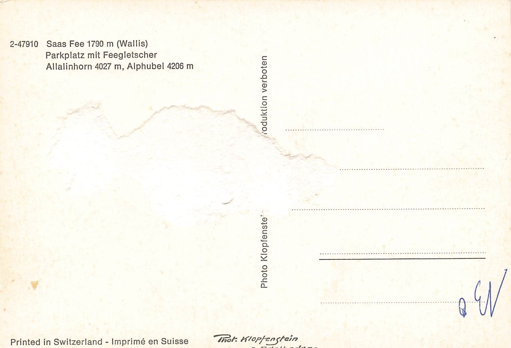 Ansichtskarten: Postauto Voiture postale Auto Postale PTT Saas Fee Wallis – Gebraucht aus Biasca von Blenio71 1