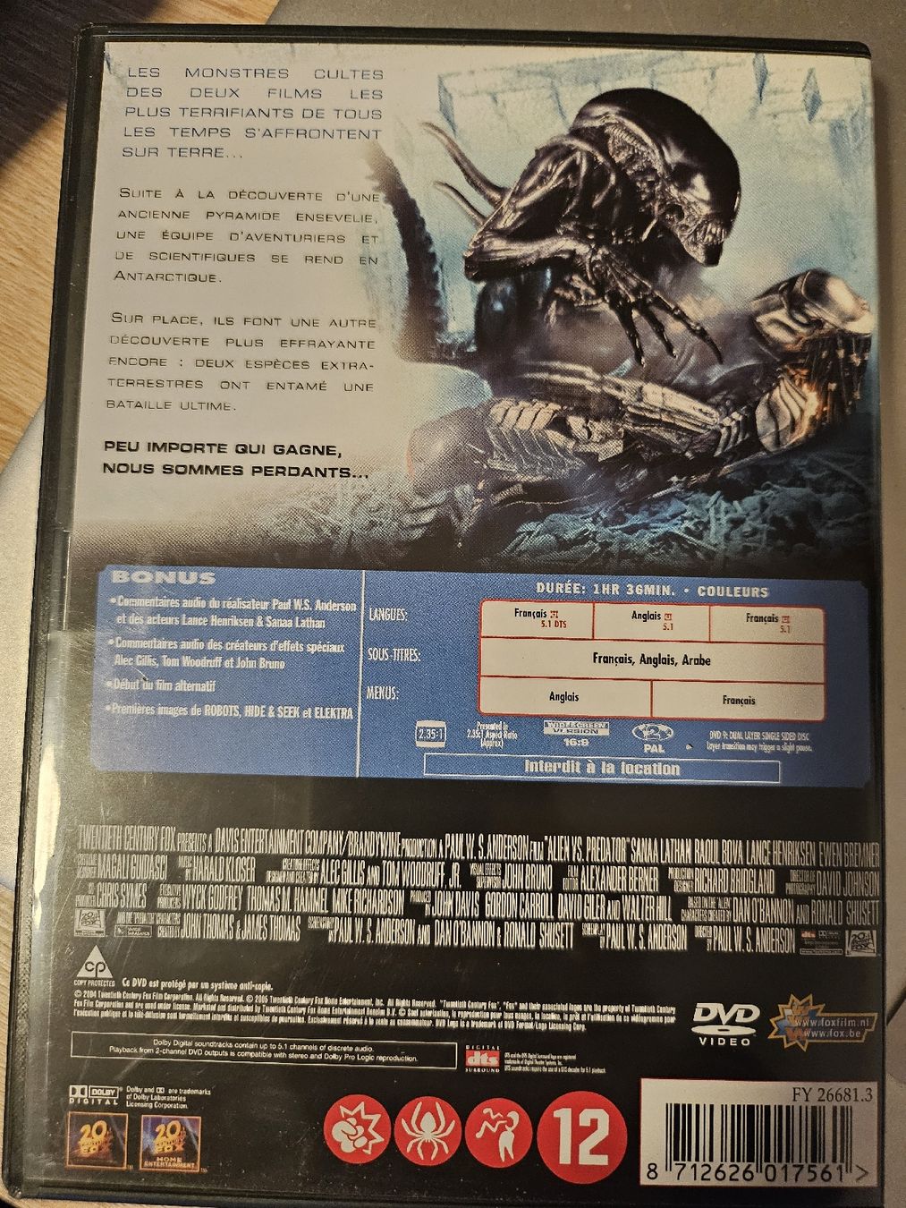 Tous les DVDs: DVD Alien vs Predator - Edition Spéciale – D'occasion à La Joux FR par car_ck96 2