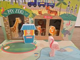 Floss & Rock Jungle Playbox (Zoo mit Tierfiguren aus Holz)