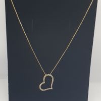 Echt 18K Gold - Collier mit 18K Diamant Herz Anhänger