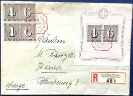 1943 Jahre Briefmarken R- Brief Roter Stempel Mischfrankatur