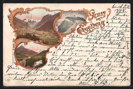 Cartoline postali: Engelberg, Ortsansichten in Passepartout – Usato da Berlin venduto da bartko-reher