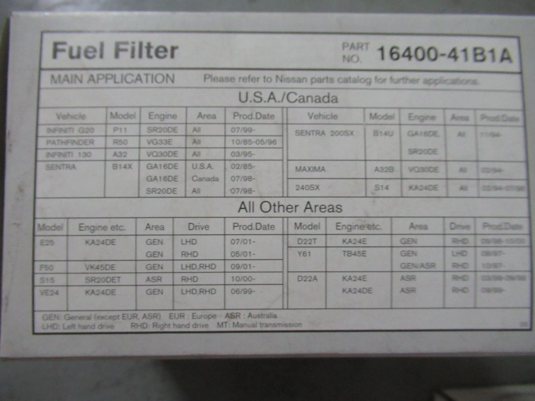 Nissan Tutti pezzi di ricambio auto: Benzinfilter – Nuovo e nell'imballaggio originale da Horw venduto da wer_hz87