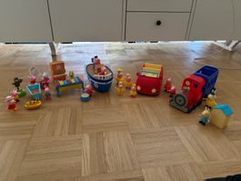 Peppa Spielfiguren Set mit Zug, Auto, Schiff und Zubehör