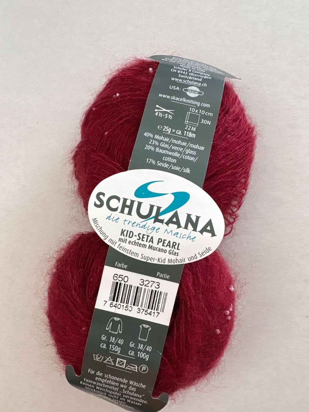 Laine: 8 Kn. SCHULANA KID-SETA PEARL 650-3273 rot – Neuf (Voir description) à Jegenstorf par Wulle-Jegi