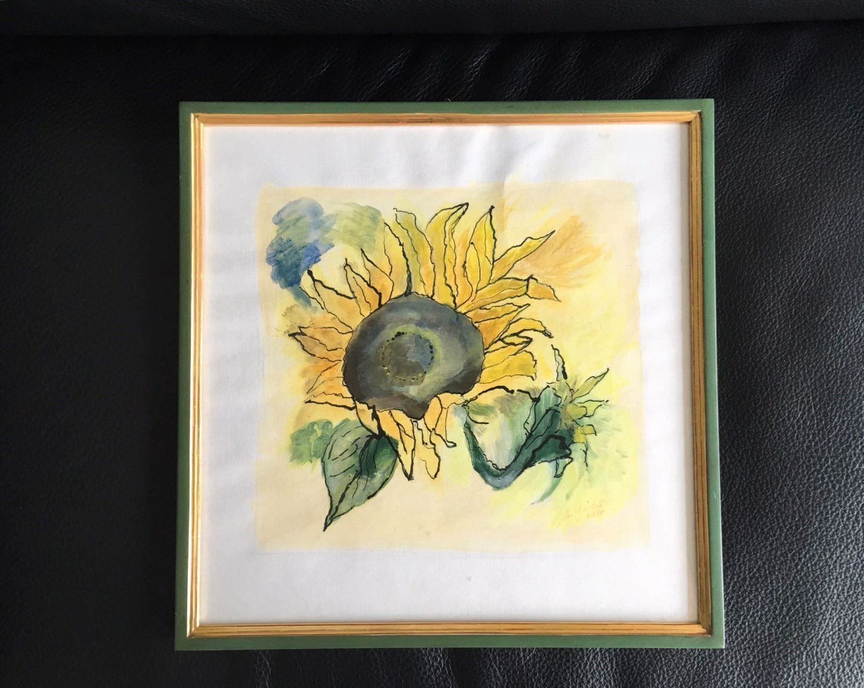 Dipinti: Bild mit Sonnenblume, ca. 37x37 cm – Usato da Basel venduto da citystore