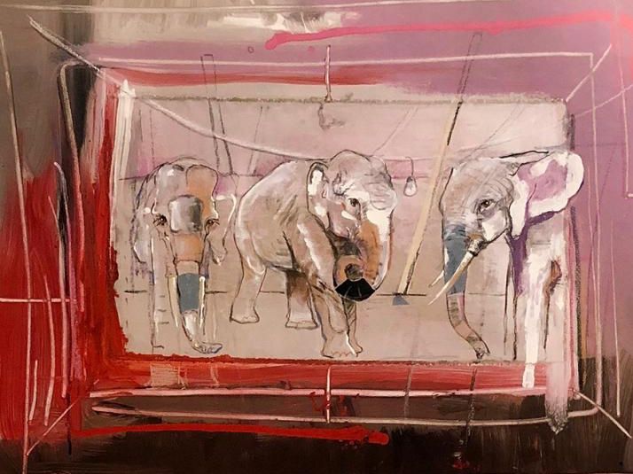 Grafiken & Lithographien: Rolf Knie  Circus Elefanten – Gebraucht aus Schlieren von Jeajet
