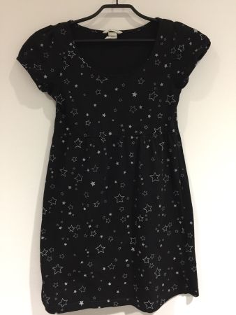 H&M Young Mädchen Jersey Kleid KA schwarz m Stern Muster 170