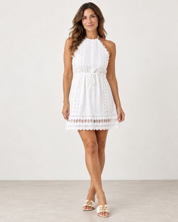 Weisses Sommerkleid mit Spitze -  Gr. 40 - ITALY