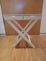 Beistelltisch weiss mit 2 Schubladen und Klappgestell guter