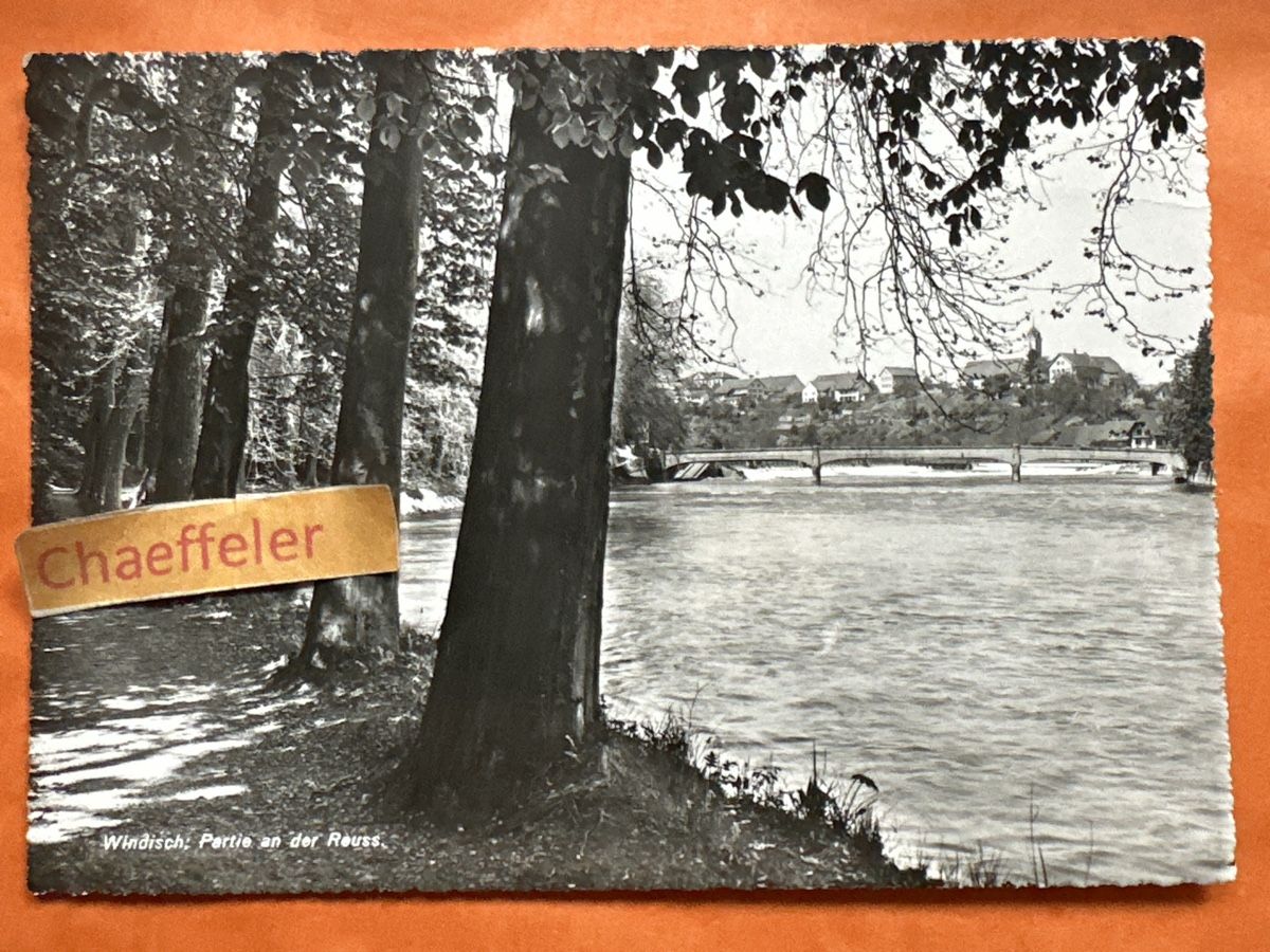 Cartoline postali: 1954 Windisch, Partie an der Reuss – Usato da Zürich venduto da Chaeffeler