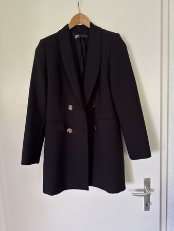 ZARA MID LENGTH BLAZER M BLACK