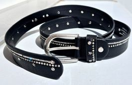 GÜRTEL LEDER OPTIK VON FRITZ JEANS , L 95 GLITZER SCHNALLE!