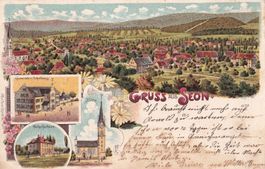 Seon farbige Lithografie 4 Bilder Scheffelhaus Gemeindehaus