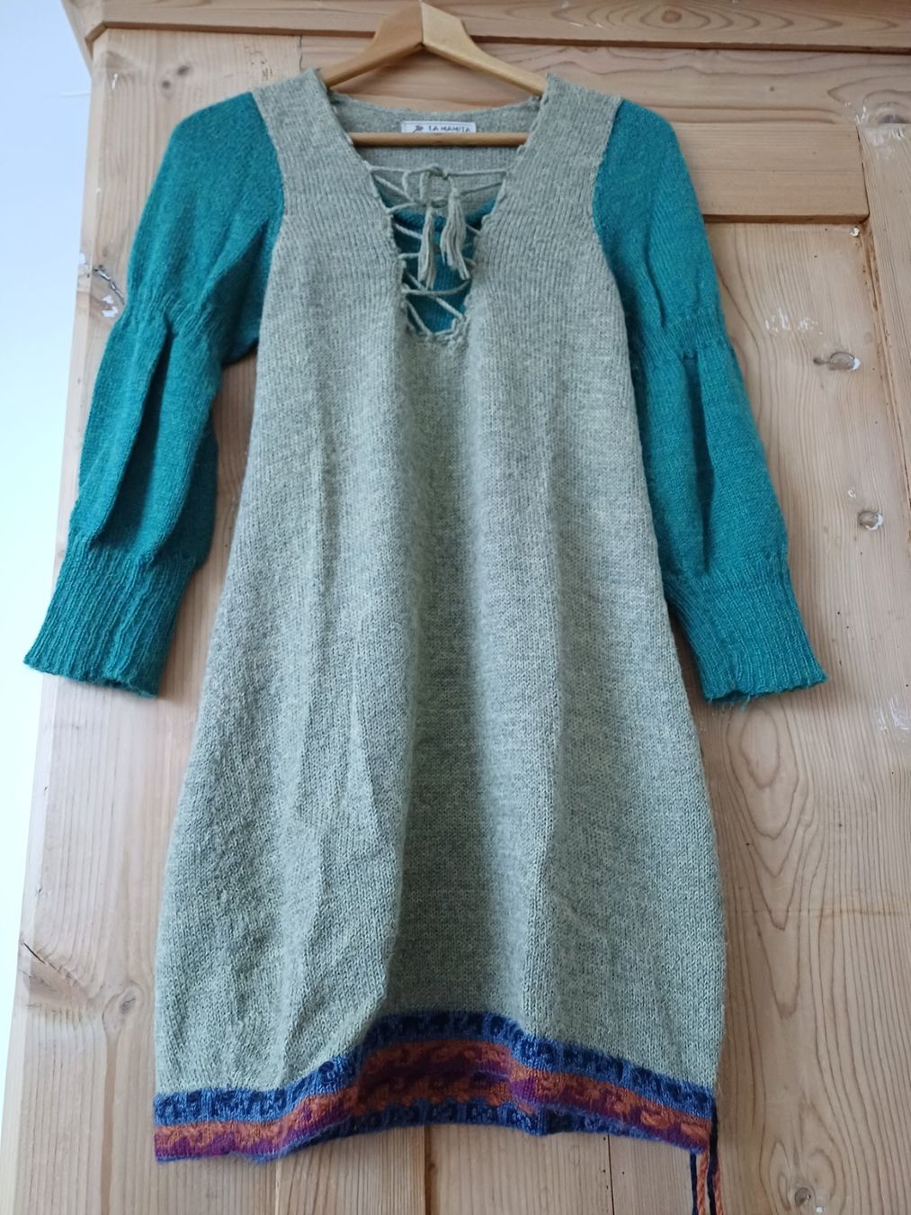 Vestiti: Kleid 100% Alpaka Wolle Ethno – Usato da Elgg venduto da Flurinal