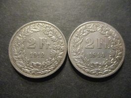 2 x 2.- Fr 1912 + 1914  Superbes pièces Top du Top qualité