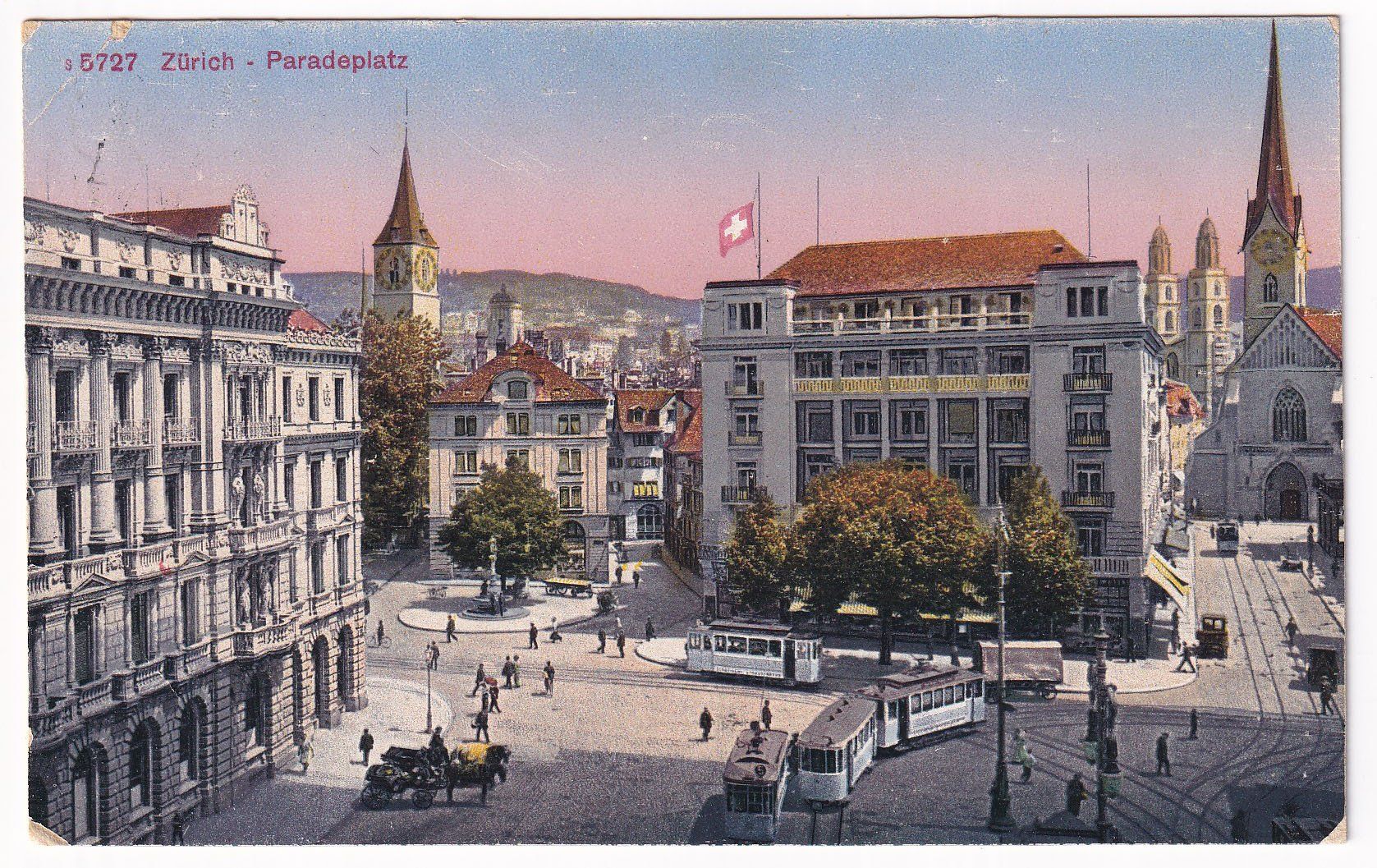 Cartes postales: Zürich - Paradeplatz  1919 – D'occasion à Cormoret par Pascalll2001