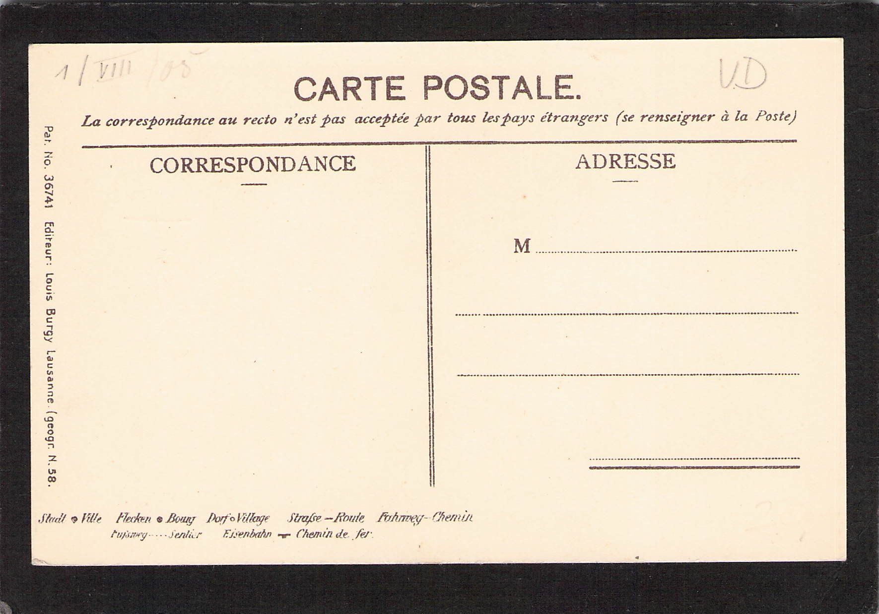 Cartoline postali: Montreux VD , 1.Vlll.1905 – Usato da Reichenburg venduto da Pipo-67 1