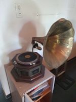 Altes Grammophon mit Trichter, Sammlerstueck, Vintage