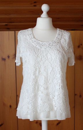 T - Shirt Kurzarm mit Spitze weiss Gr. 44