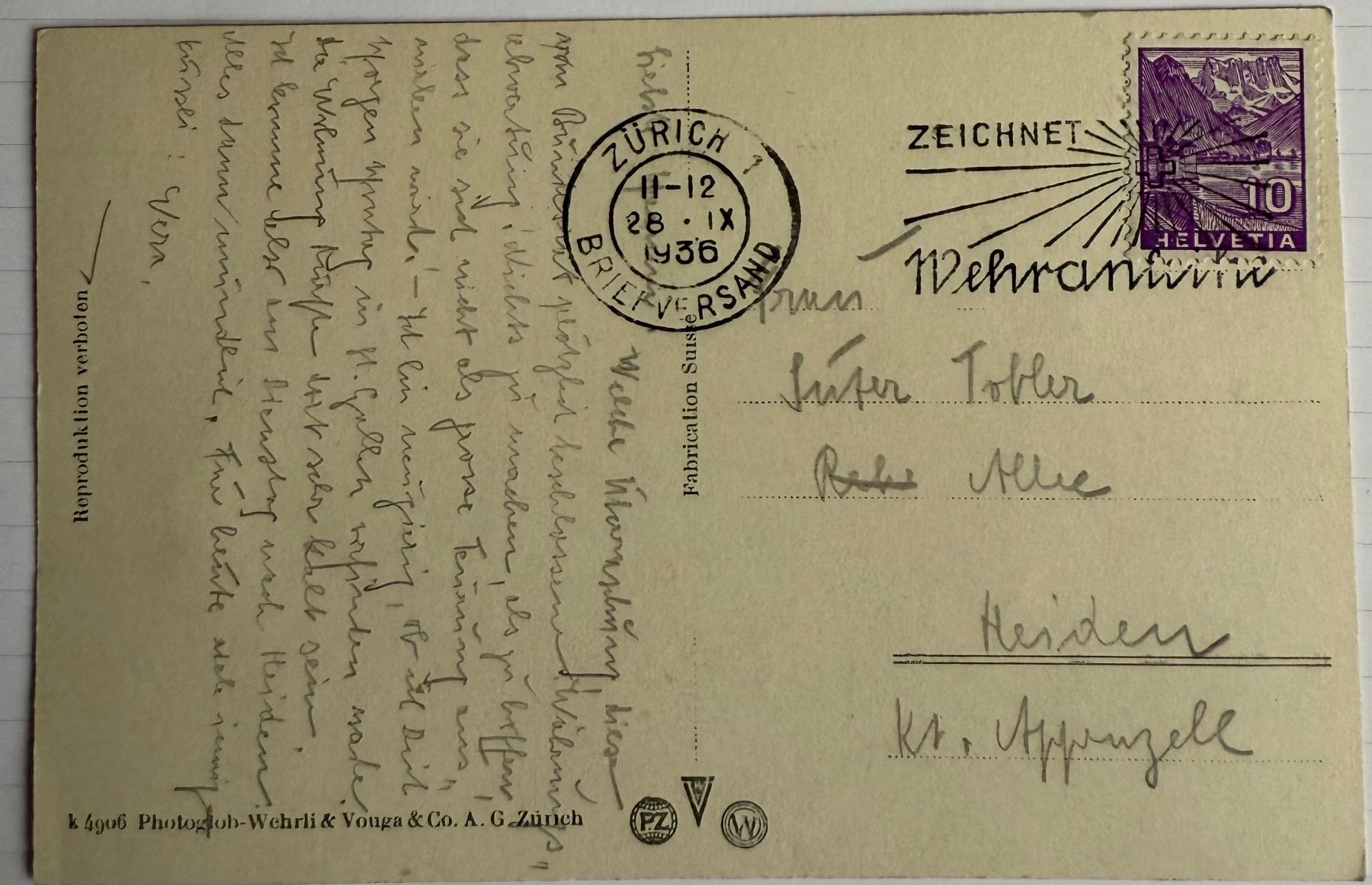 Cartoline postali: THUN - Schloss 1936 – Usato da Lutry venduto da Ediego 1