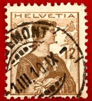 Stark dezentriert Helvetia Brustbild Nr.121 mit Stempel