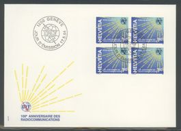 1994, FDC, UIT (D XI) 100 Jahre Radio-Verbindungen, Viererbl