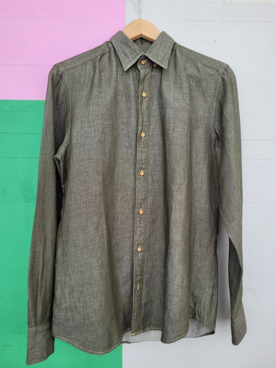 Chemise Homme Massimo Dutti Style Grand-père Kaki - Taille M - Occasion Très Bon état