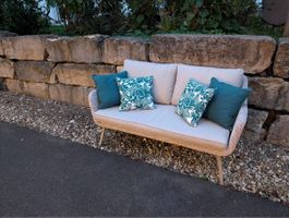 Gartenbank / Lounge Rattanoptik mit Kissen