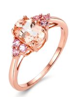 Fingerring 375/9K Rotgold Saphir 6 Steine, Morganit (Gr. 50)
