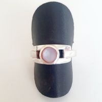Silber Ring mit hellem Stein, Grösse 17.2 mm, vintage Stil