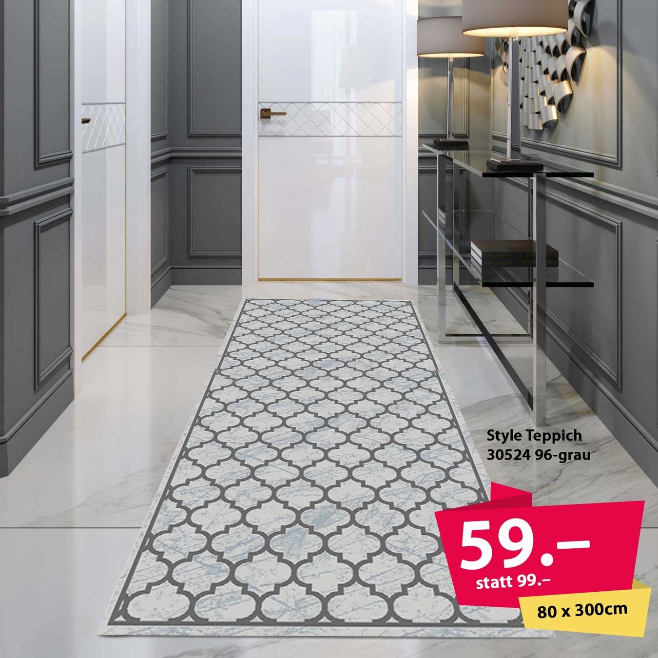 Tapis: Teppichläufer "Style" grau 80x300cm – Neuf (Voir description) à Reinach AG par evimshop